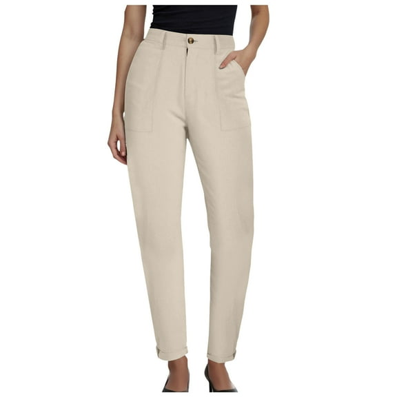 GEWSEY Womens Dress Pants Business Casual 2025 Trendy High Waisted Ankle Length Dressy Trousers Slacks Work Clothes (Beige, L)