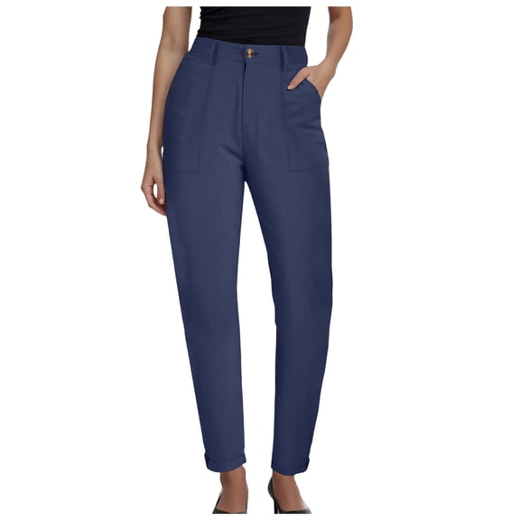GEWSEY Womens Dress Pants Business Casual 2025 Trendy High Waisted Ankle Length Dressy Trousers Slacks Work Clothes (Blue, S)