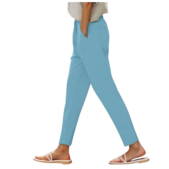 GEWSEY Womens Dress Pants Business Casual 2025 Trendy High Waisted Ankle Length Dressy Trousers Slacks Work Clothes (Light Blue, XL)
