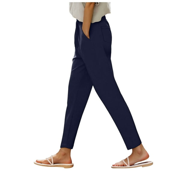 GEWSEY Womens Dress Pants Business Casual 2025 Trendy High Waisted Ankle Length Dressy Trousers Slacks Work Clothes (Navy, S)