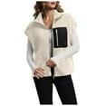 thumbnail image 1 of GEWSEY Womens Fleece Jacket Vest Sleeveless Fuzzy Sherpa Jackets Zip Up Oversized Casual Coats Fall Winter Womens Tops 2025 (White, XL), 1 of 5