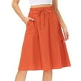 thumbnail image 1 of GEWSEY Womens Flowy Pleated Skirts A Line Elastic High Waisted Midi Skirt Boho Casual Long Skirts (Orange, M), 1 of 6
