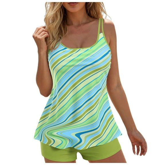 GEWSEY Womens Flowy Tankini Tops Only - Modest Bathing Suit Loose Fit Swimsuit Swim Tops No Bottom 2025 Green, XXL