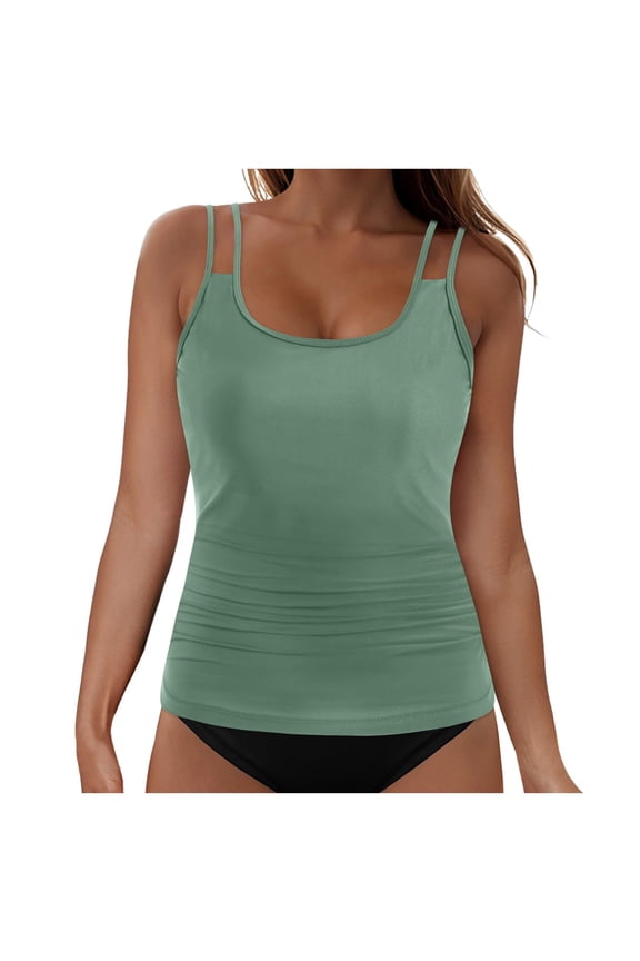 Womens Flowy Tankini Tops Only - Modest Bathing Suit Loose Fit Swimsuit Swim Tops No Bottom 2025 (Light Green, XL)