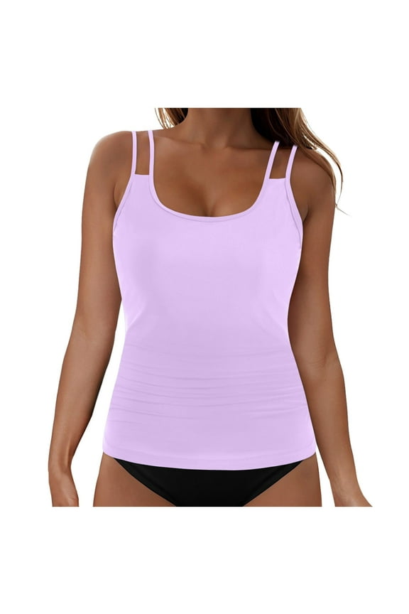Womens Flowy Tankini Tops Only - Modest Bathing Suit Loose Fit Swimsuit Swim Tops No Bottom 2025 (Light Purple, XL)