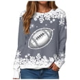 thumbnail image 1 of GEWSEY Womens Football Sweatshirt Sparkly Sequin Rugby Sweatshirts Game Day Pullover Tops Fall Weekend Events Family Outfits (Grey, XXL), 1 of 6
