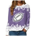thumbnail image 1 of GEWSEY Womens Football Sweatshirt Sparkly Sequin Rugby Sweatshirts Game Day Pullover Tops Fall Weekend Events Family Outfits (Purple, S), 1 of 6