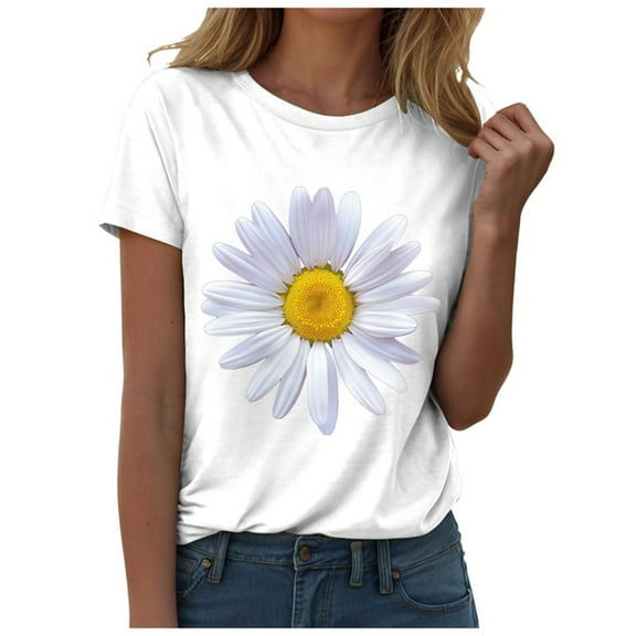 GEWSEY Womens Graphic Tees Sunflower Shirts Vintage Flower Graphic Tees Shirts Inspirational Tees Casual Faith Shirt Tops (White, L)