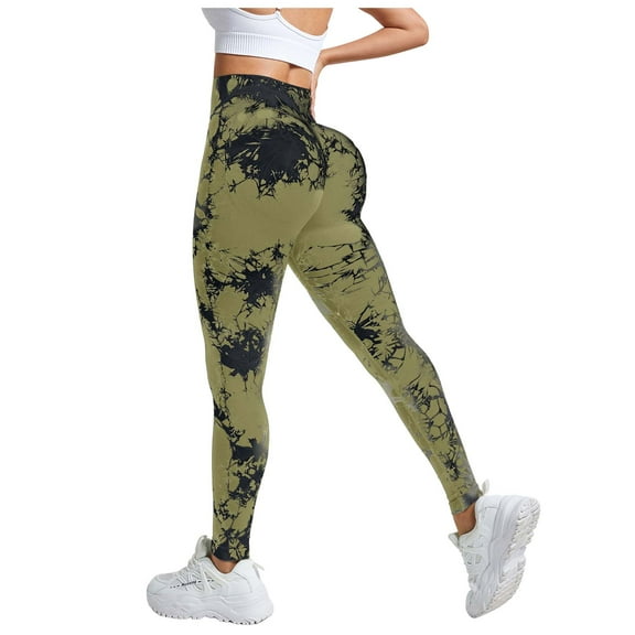 GEWSEY Womens High Waist Tummy Control Leggings Ruched Lift Yoga Pants Workout Tights (Army Green, XL)