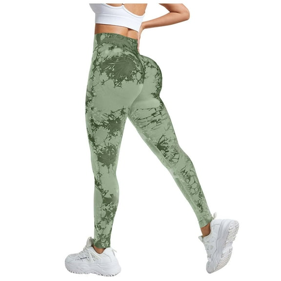 GEWSEY Womens High Waist Tummy Control Leggings Ruched Lift Yoga Pants Workout Tights (Light Green, M)