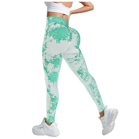 GEWSEY Womens High Waist Tummy Control Leggings Ruched Lift Yoga Pants Workout Tights (Mint Green, XL)