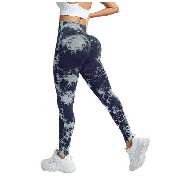 GEWSEY Womens High Waist Tummy Control Leggings Ruched Lift Yoga Pants Workout Tights (Navy, XL)