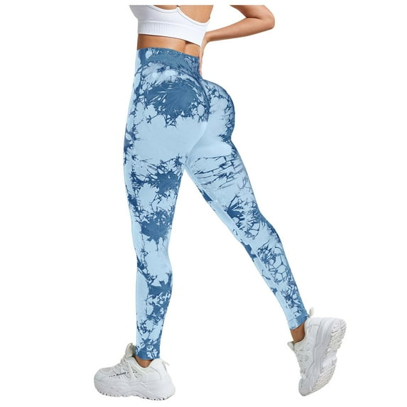 GEWSEY Womens High Waist Tummy Control Leggings Ruched Lift Yoga Pants Workout Tights (Sky Blue, S)