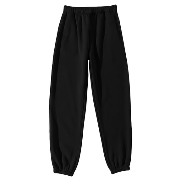 GEWSEY Womens Joggers Fleece Elastic Waist Baggy Sweatpants Trendy Cinch Bottom Joggers with Pockets Athletic Pants (Black, S)