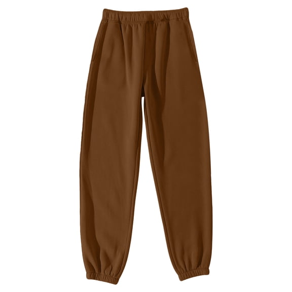 GEWSEY Womens Joggers Fleece Elastic Waist Baggy Sweatpants Trendy Cinch Bottom Joggers with Pockets Athletic Pants (Coffee, XXL)