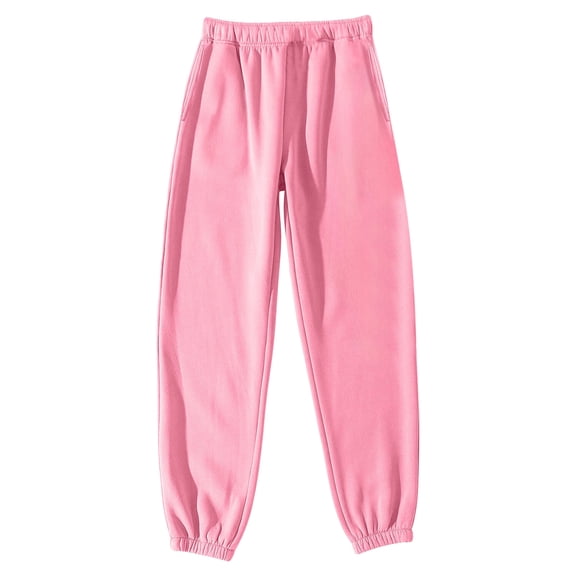 GEWSEY Womens Joggers Fleece Elastic Waist Baggy Sweatpants Trendy Cinch Bottom Joggers with Pockets Athletic Pants (Pink, S)