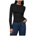 thumbnail image 1 of GEWSEY Womens Long Sleeve Shirts Fitted Tops Stretchy Base Layer Basic Tight Thermal Undershirt (Black, XS), 1 of 4