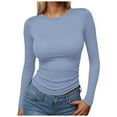 thumbnail image 1 of GEWSEY Womens Long Sleeve T-Shirts Trendy Basic Fitted Compression Going Out Crop Tops Fall Fashion Y2K Clothes 2025 Outfits (Light Blue, M), 1 of 4