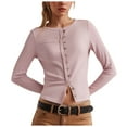 thumbnail image 1 of GEWSEY Womens Long Sleeve Tops Fall Lightweight Cardigan Cropped Going Out Shirts Ribbed Button Down Cute Trendy 2025 (Pink, S), 1 of 9