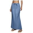 thumbnail image 1 of GEWSEY Womens Maxi Skirt 2025 Casual Flowy Elastic High Waist Long Skirts (Blue, M), 1 of 7