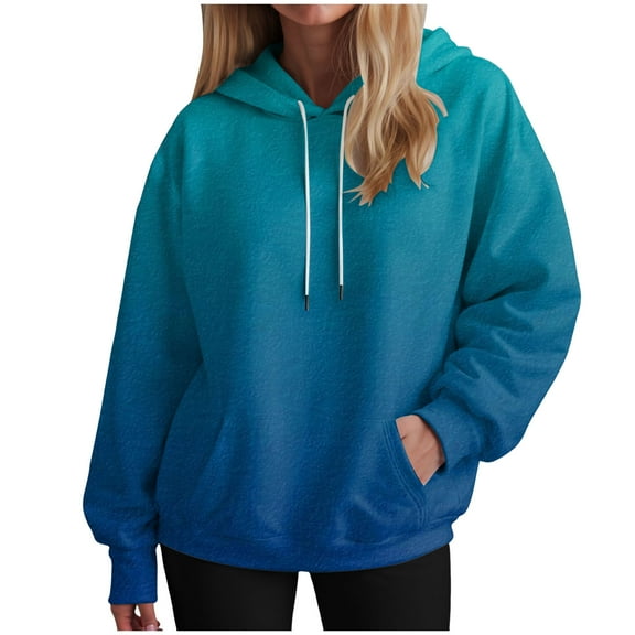 GEWSEY Womens Neon Print Oversized Hoodies Drawstring Pullover Sweatshirt Trendy Sweater Tops Fall Fashion Clothes (Blue, S)