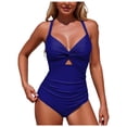 thumbnail image 1 of GEWSEY Womens One Piece Swimsuit Slimming Tummy Control Bathing Suit Shapewear Full Coverage Swim Suits (Navy, L), 1 of 8