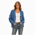 thumbnail image 1 of GEWSEY Womens Open Front Cardigan Sweaters Casual Cable Knit Long Sleeve Button Down Chunky Loose Fall Sweater (Blue, L), 1 of 9