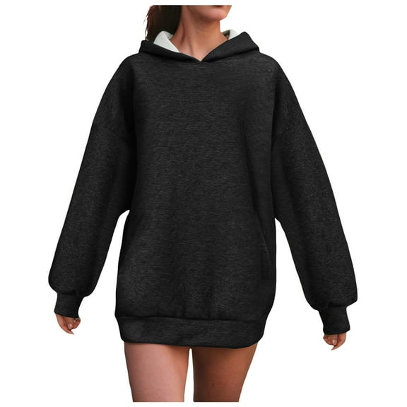GEWSEY Womens Oversized Hoodies Comfy Sweatshirts Fall Fashion 2025 Outfits Casual Tops Fleece Clothes with Pockets (Black, S)