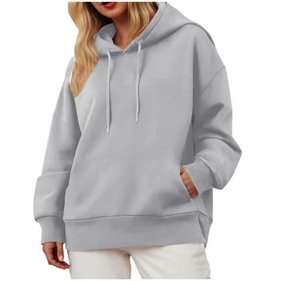 GEWSEY Womens Oversized Hoodies Fleece Sweatshirts Long Sleeve Casual Winter Clothes outfits Fall Pullover Sweaters (Light Gray, S)