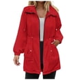 thumbnail image 1 of GEWSEY Womens Rain Jacket with Hood Packable Lightweight Raincoats for Women Waterproof Long Rain Coat Windbreaker (Red, 5XL), 1 of 9