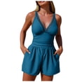 thumbnail image 1 of GEWSEY Womens Romper Swimsuits Summer Beach One Piece Swimwear Sexy Deep V Tummy Control Bathing Suits Fit Romper (Navy, XL), 1 of 7