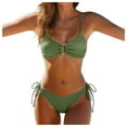 thumbnail image 1 of GEWSEY Womens Sexy 2 Piece Bikini Sets Cheeky High Cut Bathing Suit Color Block Textured U-Wire Swimsuits 2026 (Green, L), 1 of 8