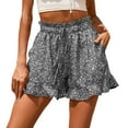 thumbnail image 1 of GEWSEY Womens Skorts Floral Ruffled Chiffon Flowy Shorts Summer Flared Mini Skirts Grey, XL, 1 of 9