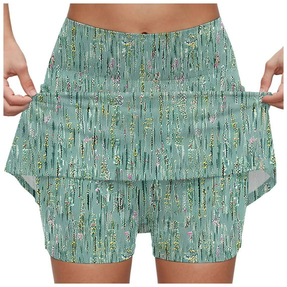 GEWSEY Womens Skorts Modest Knee Length Skirts Athletic Midi Active Running Skirt Mint Green, 3XL