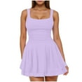 thumbnail image 1 of GEWSEY Womens Square Neck Party Dress Ruffle Hem Ruched Waist Short Mini Dresses Light Purple, XL, 1 of 6