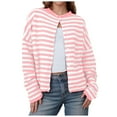 thumbnail image 1 of GEWSEY Womens Striped Cardigan Casual Long Sleeve Open Front Button Down Loose Knit Lightweight Fall Sweaters (Pink, XL), 1 of 5