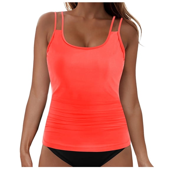 GEWSEY Womens Flowy Tankini Tops Only - Modest Bathing Suit Loose Fit Swimsuit Swim Tops No Bottom 2025 ( Red, S)