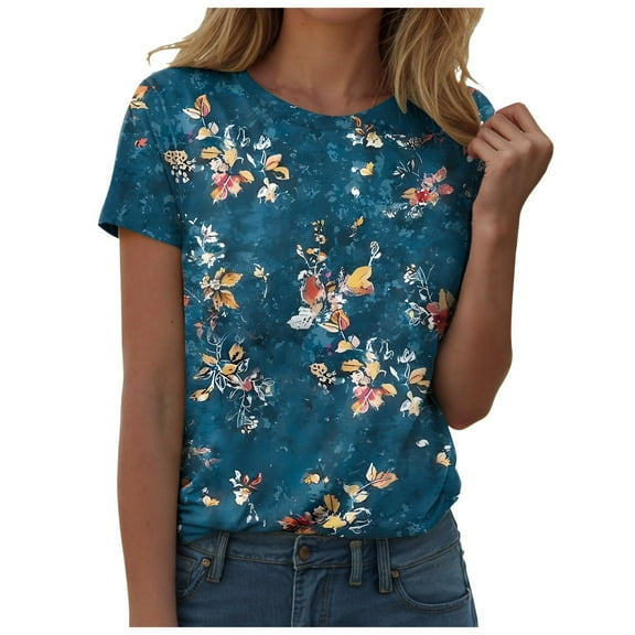 GEWSEY Womens Tops Summer Basic T Shirts Business Casual Loose Fit Cap Sleeve Tee Cute Clothes Trendy Fashion Outfits (Navy, S)