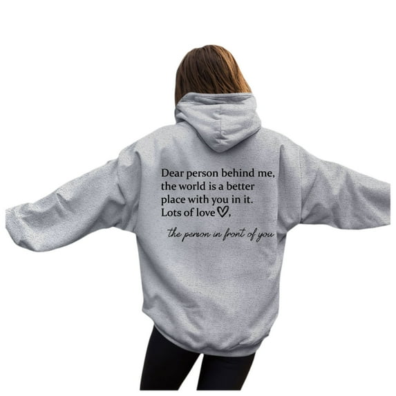 GEWSEY Womens Trendy Hoodies With Sayings Long Sleeve Sweatshirts Pullover Casual Tops Y2K Teen Girls Clothing (Light Gray, 5XL)