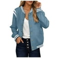 thumbnail image 1 of GEWSEY Womens Varsity Jacket - Highschool Bomber Style Baseball Jackets For Women (Blue, M), 1 of 9