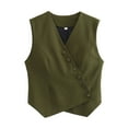 thumbnail image 1 of GEWSEY Womens Waistcoat Vest Sleeveless Blazers V Neck Button Up Asymmetrical Hem Work Office Suit Vests (Green, M), 1 of 4