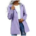 thumbnail image 1 of GEWSEY Womens Waterproof Rain Jackets Long Hooded Raincoats Striped Lined Plus Size Outdoor Hiking Windbreaker Trench Coats (Light Purple, 5XL), 1 of 7