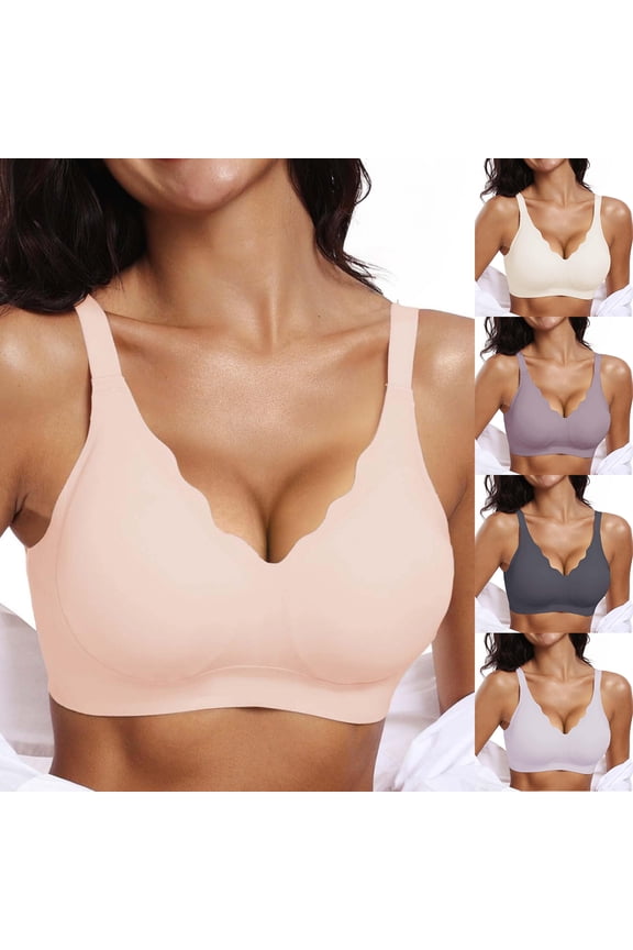 Womens Wireless Bras Push Up Support Full Coverage Bralettes No Underwire Bra Comfortable Everyday Seamless Tshirt Bras (Beige, 36B-36D)
