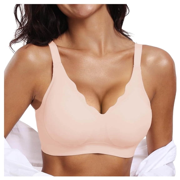 GEWSEY Womens Wireless Bras Push Up Support Full Coverage Bralettes No Underwire Bra Comfortable Everyday Seamless Tshirt Bras (Rose Gold, 36B-36D)
