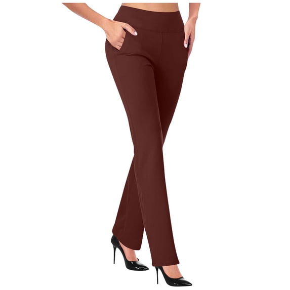 GEWSEY Work Pants for Women High Waisted Stretch Soft Comfy Athletic Workout Yoga Pants Office Business Casual Trousers (Brick Red, XXL)