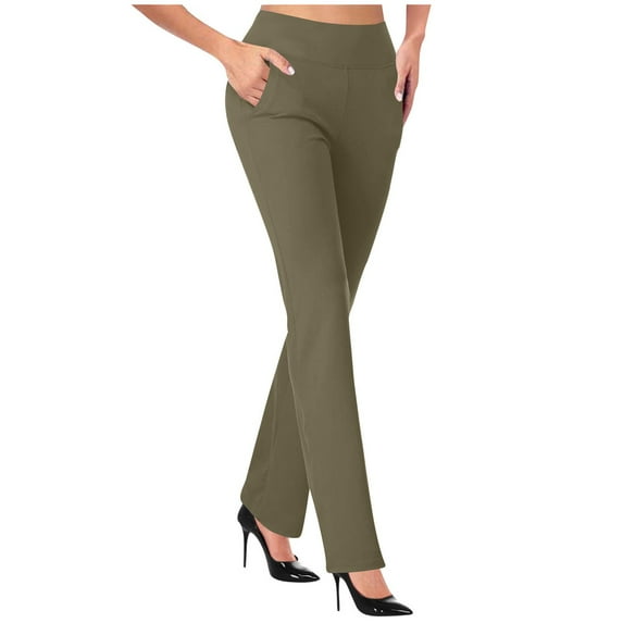 GEWSEY Work Pants for Women High Waisted Stretch Soft Comfy Athletic Workout Yoga Pants Office Business Casual Trousers (Khaki, L)