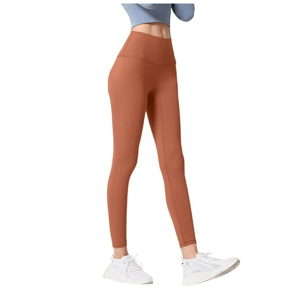 GEWSEY Workout Leggings for Women High Waisted Exercise Athletic Gym Fitness Yoga Lexi Lined Pants 26" (Coffee, S)