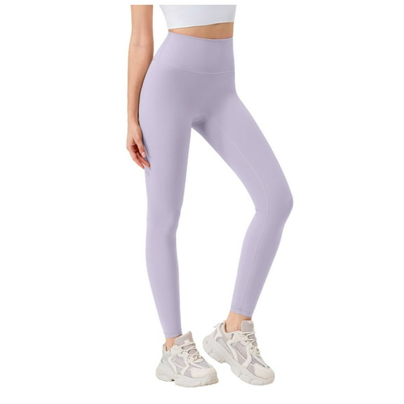 GEWSEY Workout Leggings for Women High Waisted Exercise Athletic Gym Fitness Yoga Lexi Lined Pants 26" (Light Purple, M)