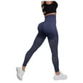 thumbnail image 1 of GEWSEY Yoga Capri Leggings with Mesh Cut Outs High Waist Tummy Control Workout Pants (Navy, M), 1 of 6