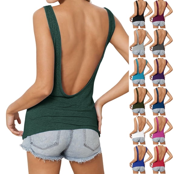 GEWSEY Yoga Tank Tops for Women Loose Fit Workout Shirts Sexy Open Back Activewear Athletic Clothes Soft Sports Tank Top (White, L)